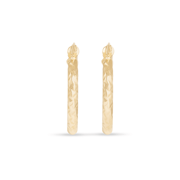 Stone and Strand 10K Yellow Gold Bold Sparkle Hoops Front Image