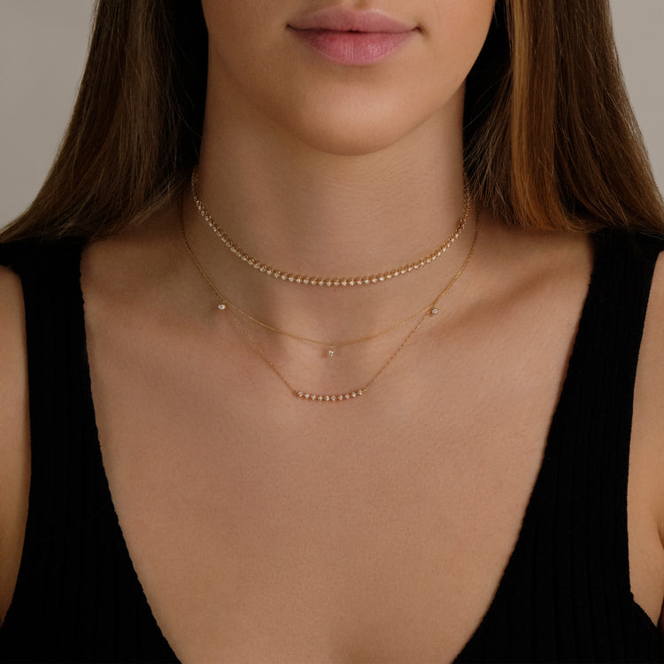 Image of 14K Yellow Gold Bright Lights Diamond Necklace with Stone and Strand Necklaces