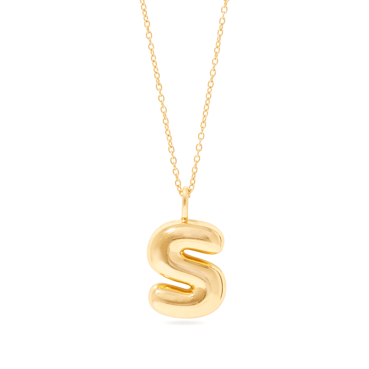SETS2932-18 14K Gold Disc Initial S Necklace | Royal Chain Group
