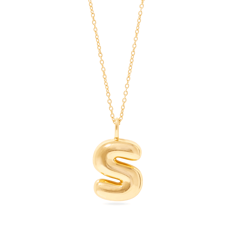 SETS2932-18 14K Gold Disc Initial S Necklace | Royal Chain Group