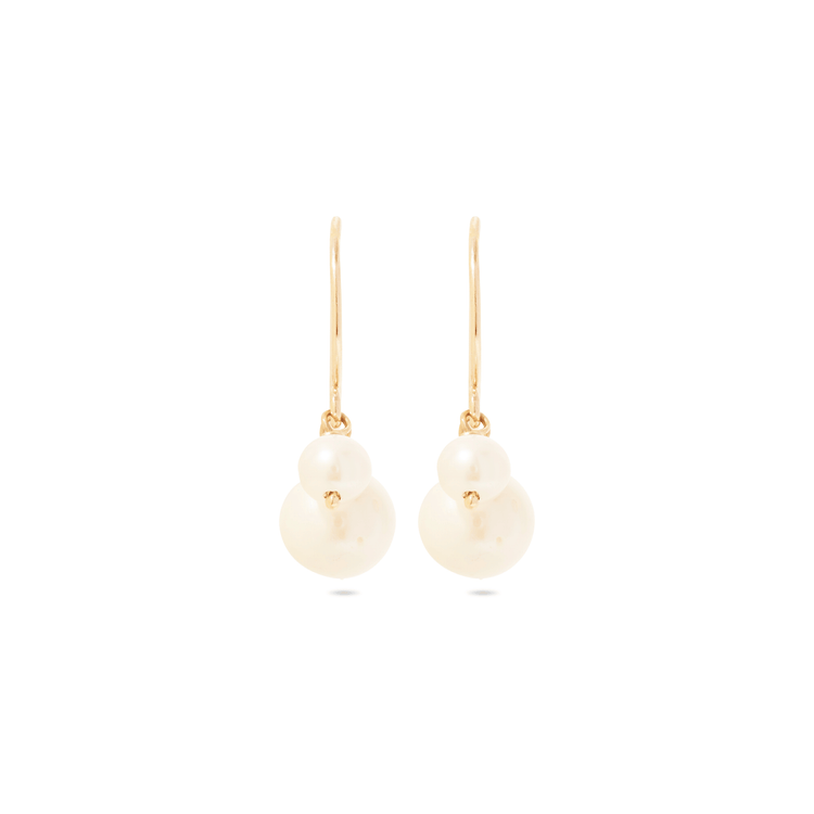 Stone and Strand 10K Yellow Gold Buddy Pearl Hook Earrings Front Image