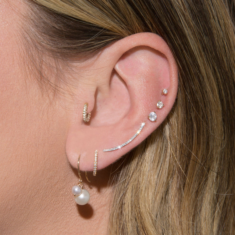 Image of 10K Yellow Gold Buddy Pearl Hook Earrings with Stone and Strand Earrings