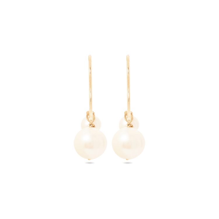 Stone and Strand 10K Yellow Gold Buddy Pearl Hook Earrings Rear Image