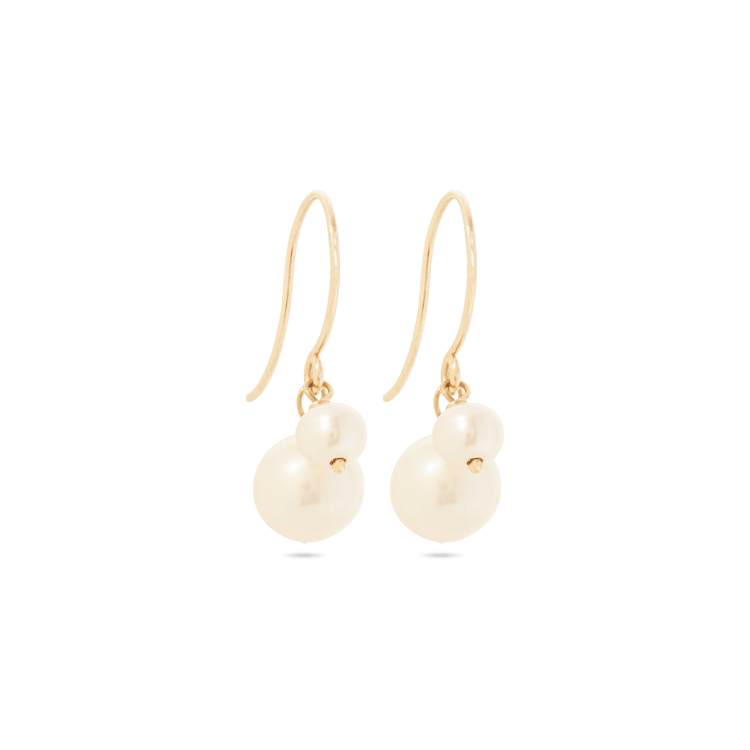 Stone and Strand 10K Yellow Gold Buddy Pearl Hook Earrings Side Image