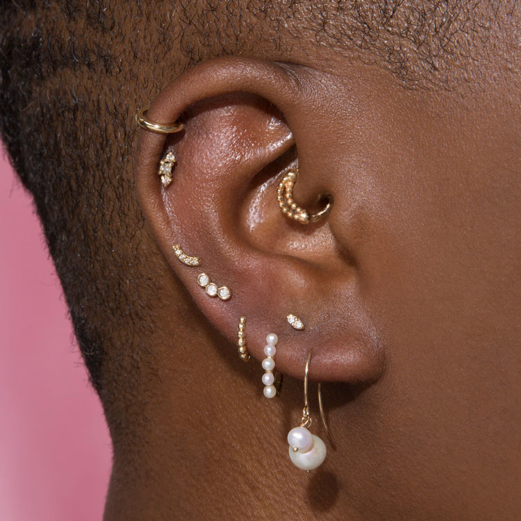 Image of 10K Yellow Gold Buddy Pearl Hook Earrings with Stone and Strand Earrings