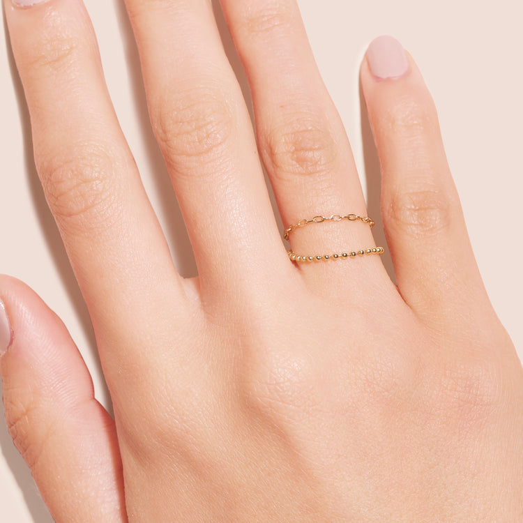 Gold Chain Ring- 14k solid gold ring, dainty gold chain ring, chain ring
