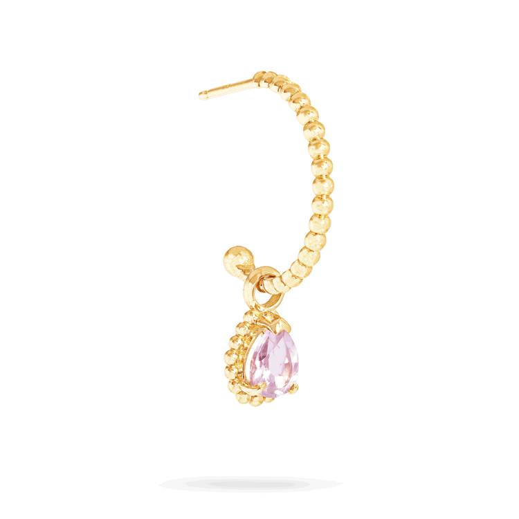 Stone and Strand 10K Yellow Gold Candy Pink Amethyst Hoop Charm Side Image