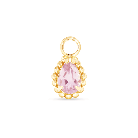 Stone and Strand 10K Yellow Gold Candy Pink Amethyst Hoop Charm Front Image