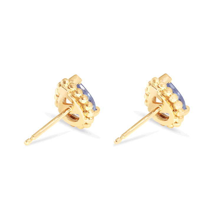 Stone and Strand 10K Yellow Gold Candy Sapphire Studs with Blue Sapphire Rear Image