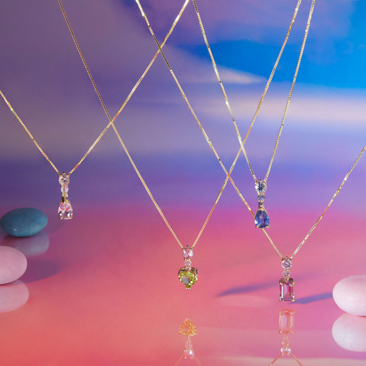 Still life image of Sugarplum Candyland Necklace with Stone and Strand solid gold jewelry