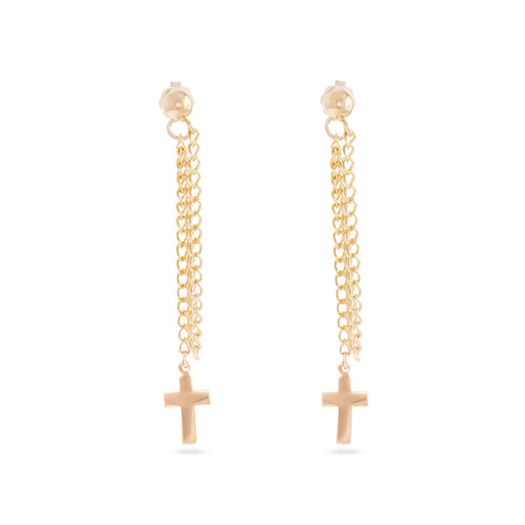 Cross My Heart Gold Filled Front To Back Chain Earrings