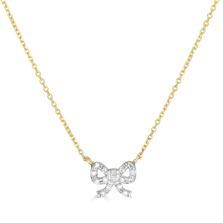 Dainty Diamond Bow Necklace