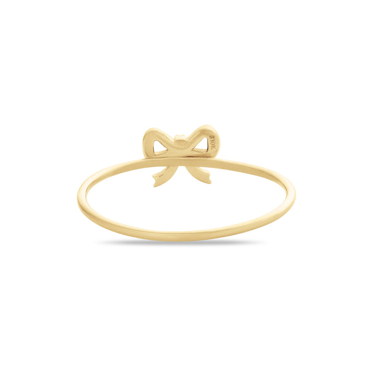 Stone and Strand 10K Yellow Gold Tiny Diamond Bow Ring Rear Image