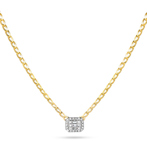 Stone and Strand 10K Yellow Gold Deluxe Shield of Strength Diamond Necklace Close Up Image