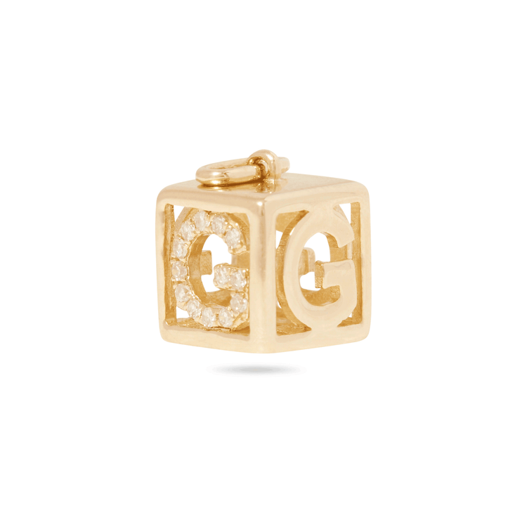 Stone and Strand 10K Yellow Gold Diamond Baby Block Charm Side G Image