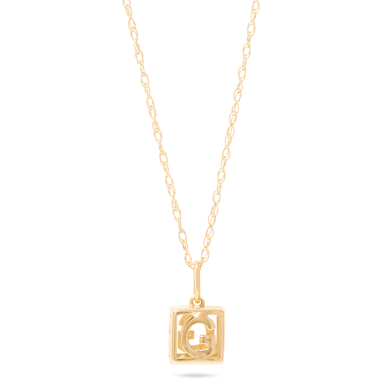 Stone and Strand 10K Yellow Gold Diamond Baby Block Necklace Front G Image