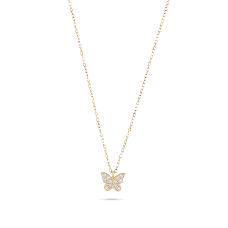 Stone and Strand 14K Yellow Gold Diamond Butterfly Pendant Front Image