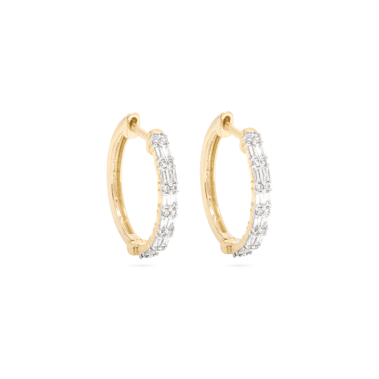 Stone and Strand 10K Yellow Gold Diamond Code Huggies Side Image