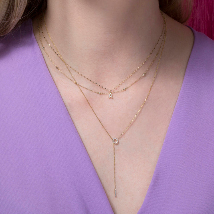 Image of 10K Yellow Gold Teeny Diamond Drizzle Necklace with Stone and Strand Necklaces