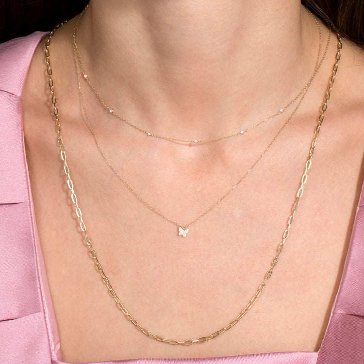 Image of 10K Yellow Gold Teeny Diamond Drizzle Necklace with Stone and Strand Necklaces