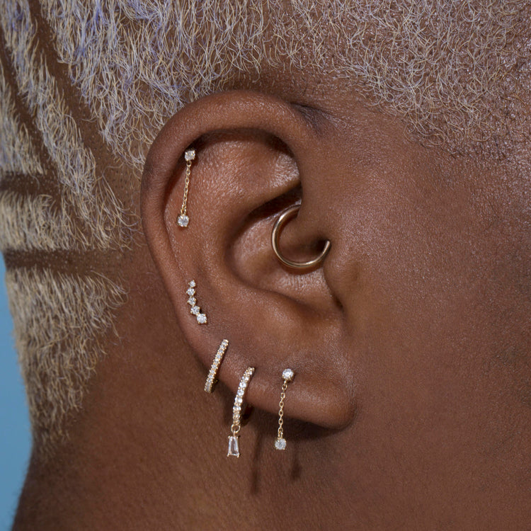 Image of 10K Yellow Gold Teeny Diamond Drizzle Drops with Stone and Strand Earrings