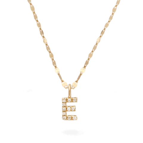 Stone and Strand 10K Yellow Gold Tiny Diamond Initial Sparkle Choker Close Up Image