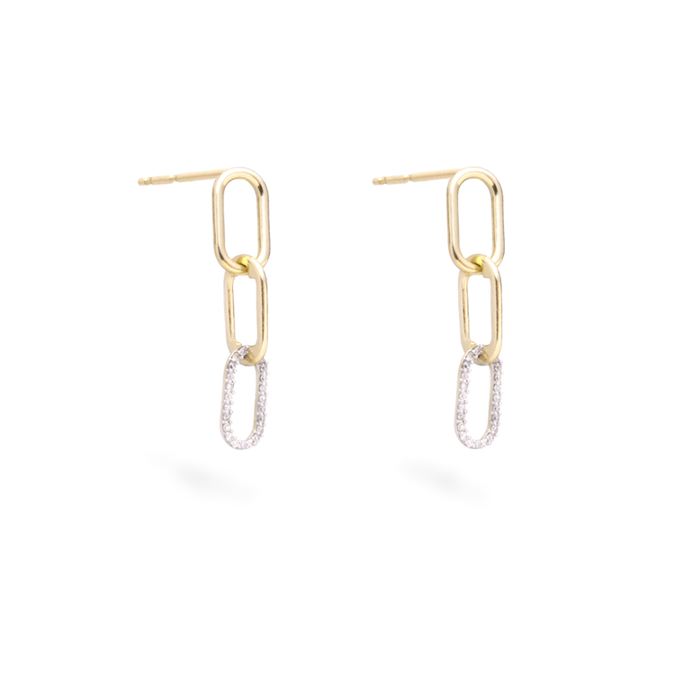 Stone and Strand 10K Yellow Gold Small Diamond Linked Up Earrings Side Image