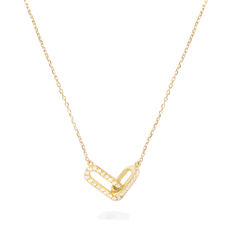 Stone and Strand 14K Yellow Gold Medium Diamond Linked Up Necklace Close Up Image