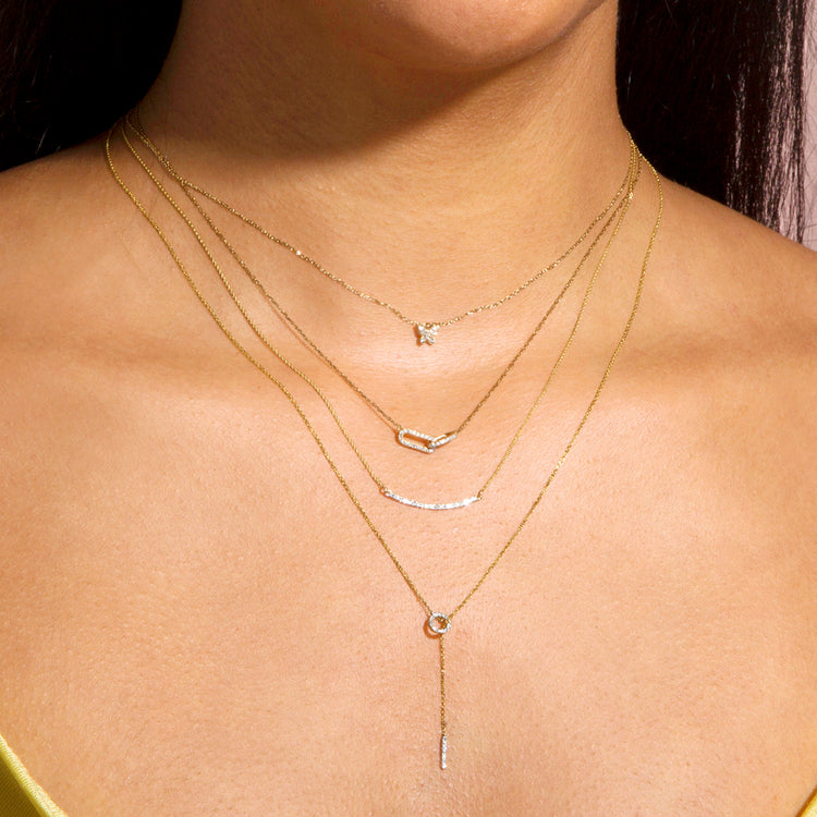 Image of 14K Yellow Gold Medium Diamond Linked Up Necklace with Stone and Strand Necklaces