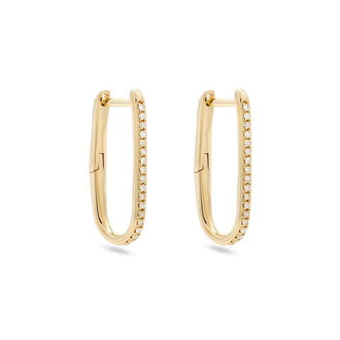 Stone and Strand 10K Yellow Gold Small Diamond Oval Earrings Side Image