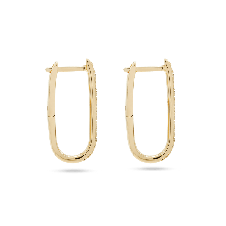 Stone and Strand 10K Yellow Gold Small Diamond Oval Earrings Side Image