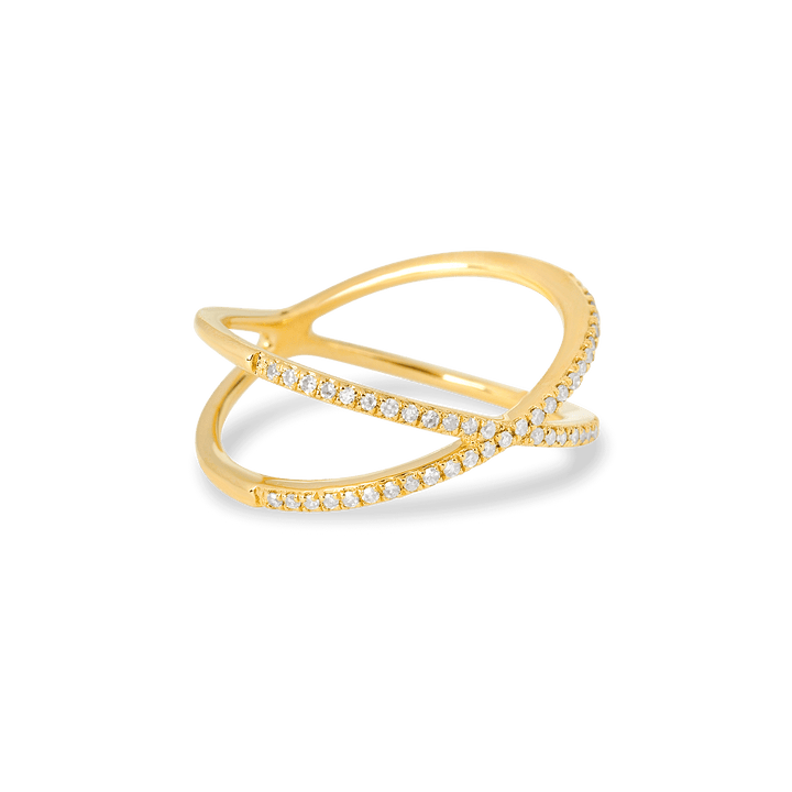 Diamond Pave X Ring STONE AND STRAND