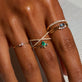 Image of 10K Yellow Gold Diamond Pave X Ring with Stone and Strand Rings
