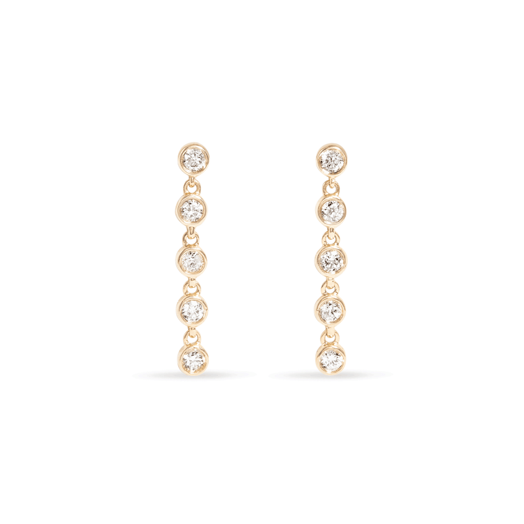 Stone and Strand 10K Yellow Gold Diamond Rally Tennis Earrings Front Image