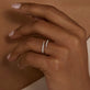 Image of 14K White Gold Diamond Twirl Ring on Models Hand
