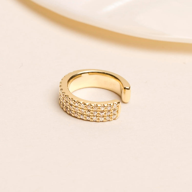 Stone and Strand 10K Yellow Gold Diamonds On Diamonds Ear Cuff Editorial Image