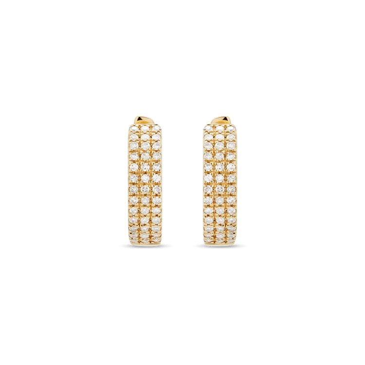 Stone and Strand 10K Yellow Gold Large Diamonds On Diamonds Huggie Earrings Front Image