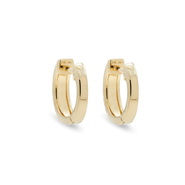 Stone and Strand 10K Yellow Gold Large Diamonds On Diamonds Huggie Earrings Rear Image