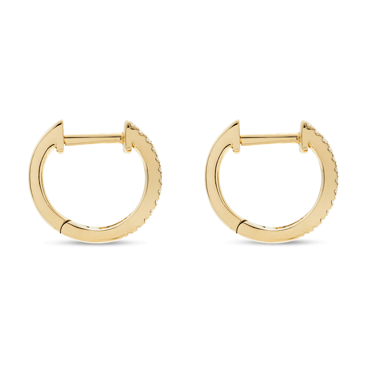 Stone and Strand 10K Yellow Gold Large Diamonds On Diamonds Huggie Earrings Side Image