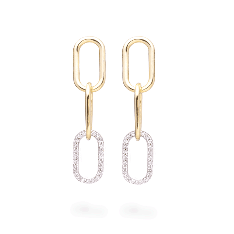 Stone and Strand 10K Yellow Gold Small Diamond Linked Up Earrings Front Image