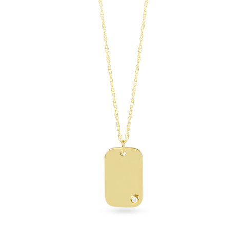 Dog Tag with Teeny Diamond Pendant
