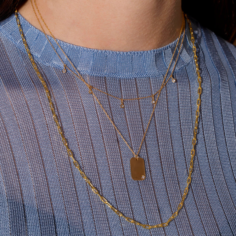 Dog Tag with Teeny Diamond Pendant