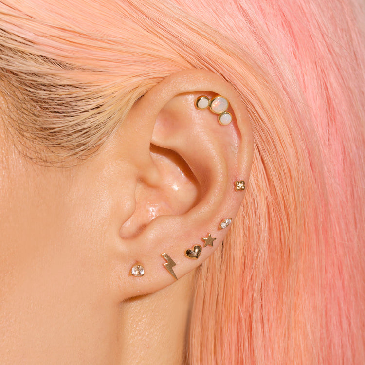 Double Diamond Piercing Earring