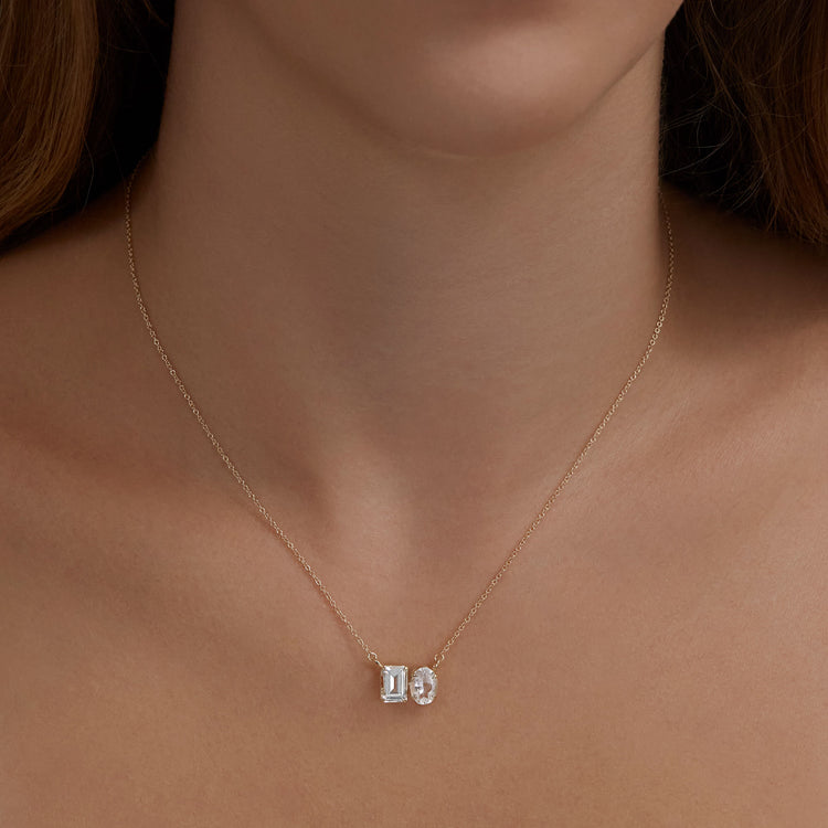 Double Take Toi Et Moi Topaz Necklace