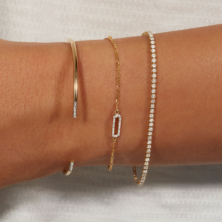 Image of 10K Yellow Gold Drop Shot Diamond Tennis Bracelet with Stone and Strand Bracelets