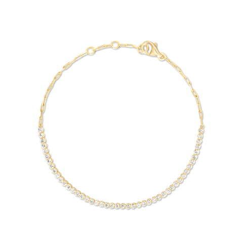 Stone and Strand 10K Yellow Gold Drop Shot Diamond Tennis Bracelet Front Image
