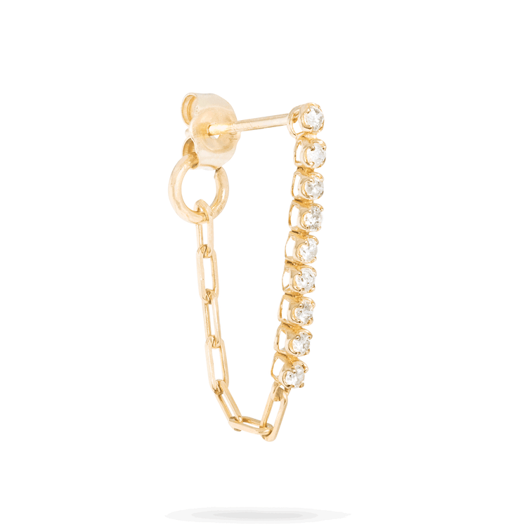 Stone and Strand 10K Yellow Gold Drop Shot Front to Back Diamond Earring Side Image