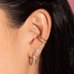 Image of 10K Yellow Gold Diamond Code Huggies with Stone and Strand Earrings
