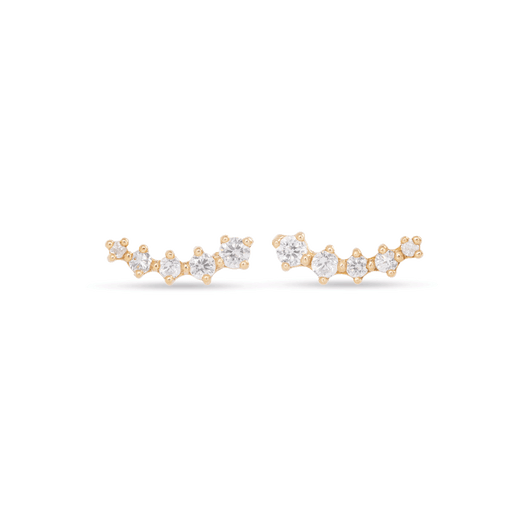 stone and strand Medium Ear to Ear Diamond Curve Studs