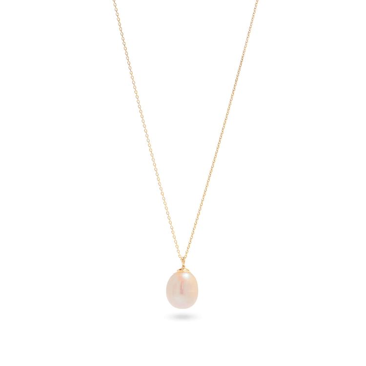 Stone and Strand 14K Yellow Gold Elliptical Pearl Pendant Necklace Front Image